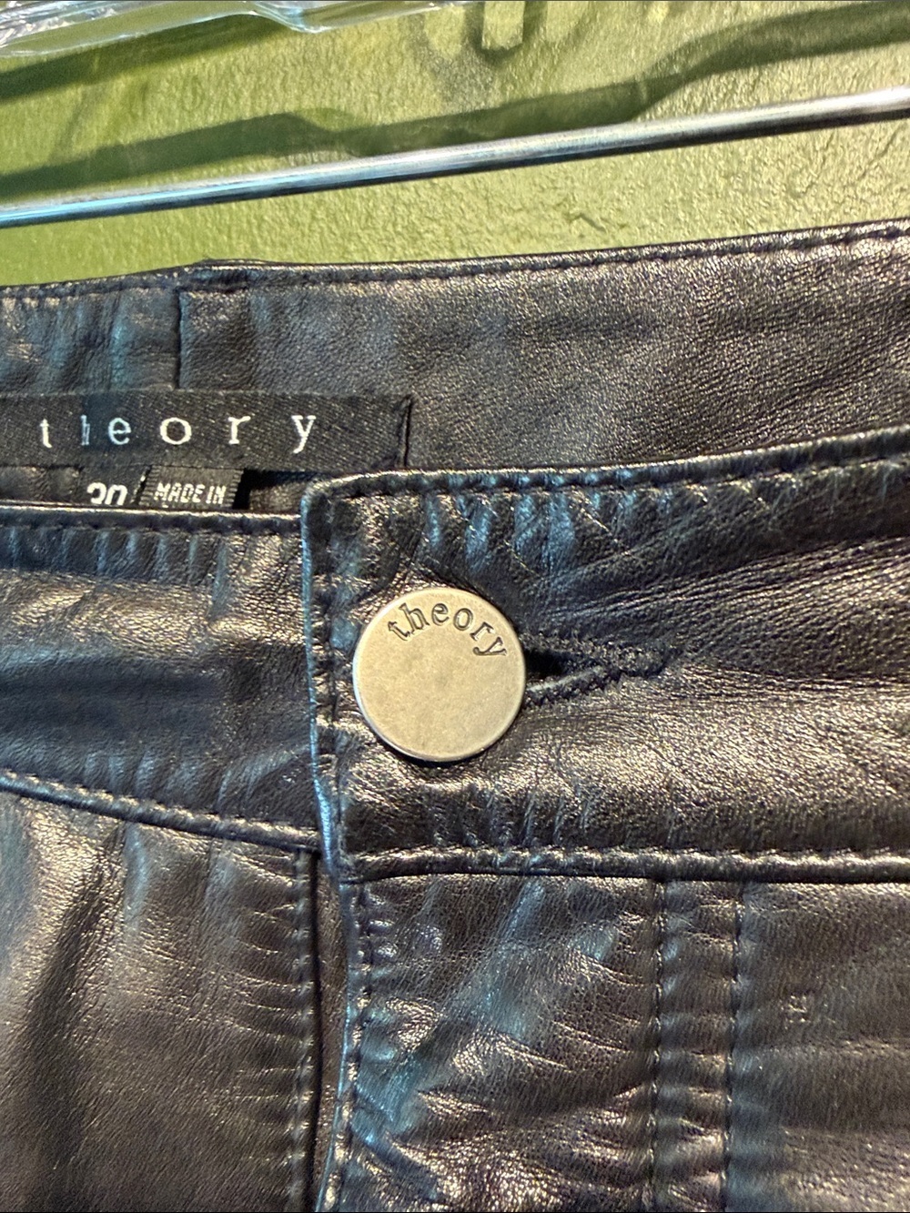 Vintage Theory Men's Black Leather Straight-Leg Pants - Picture 3 of 8